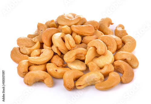 Cashews on white background