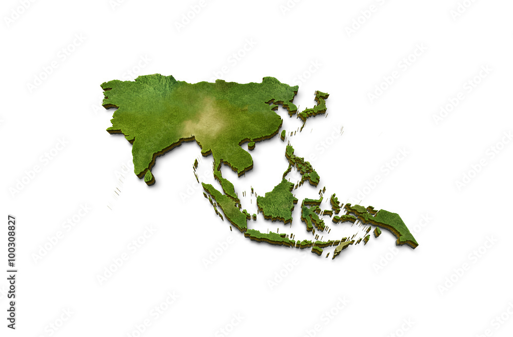 3D Asia Map Terrain