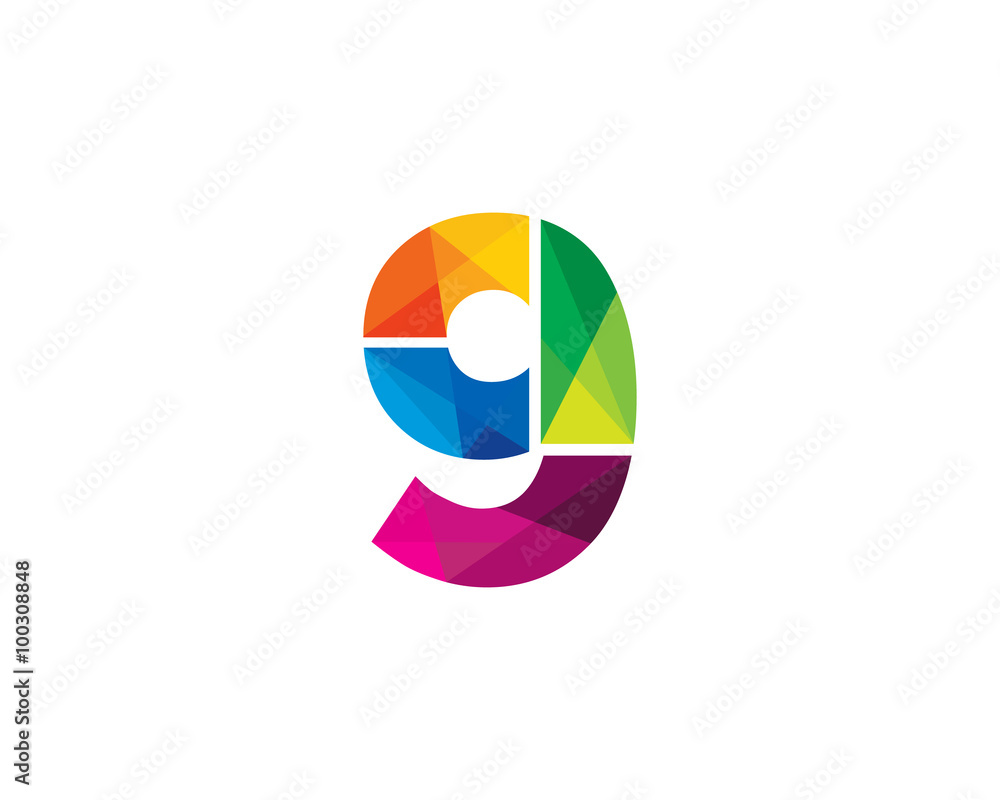Fototapeta premium Number 9 Color Poly Logo Design