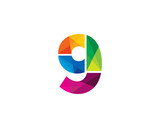 Number 9 Color Poly Logo Design