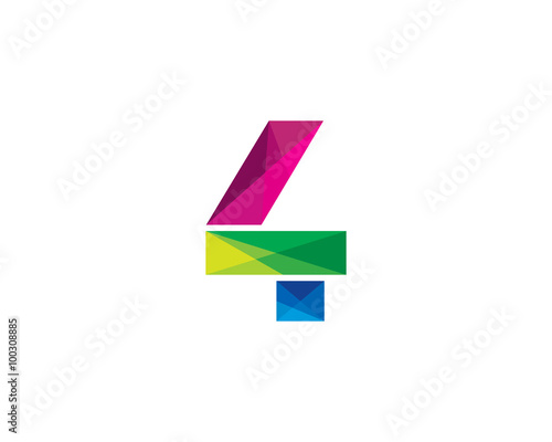 Number 4 Color Poly Logo Design