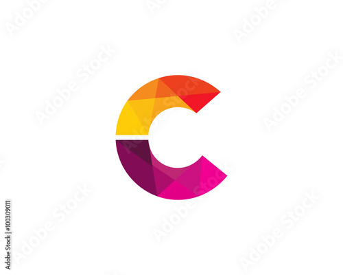 Letter C Color Poly Logo Design