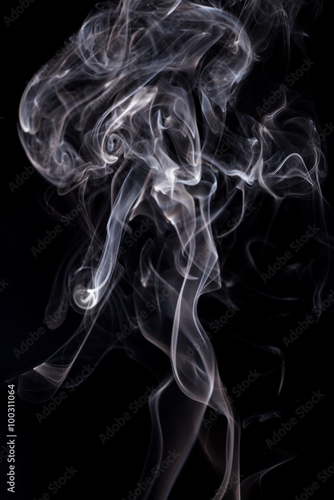 Obraz premium White smoke on black background.