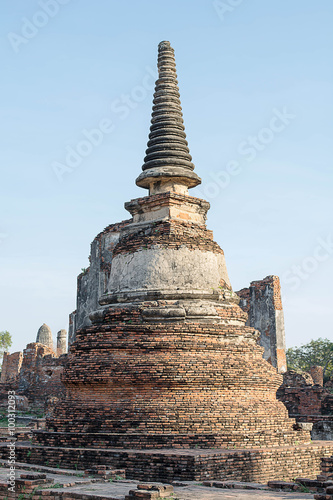Pagoda Archaeological in Temple in Phra Nakhon Si Ayutthaya, Thailand.