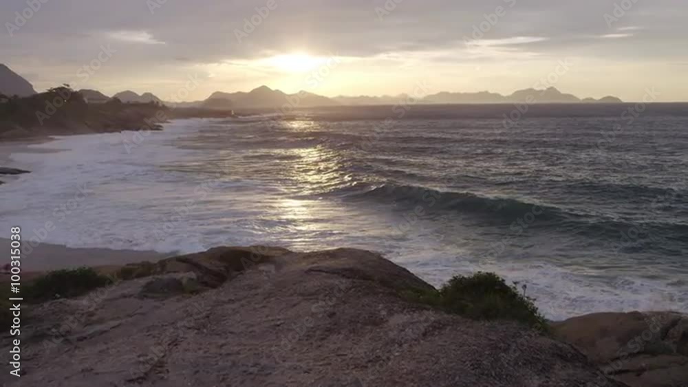 Slow motion tracking shot of hiking path at at sunset in Rio de Janeiro Slow motion tracking shot of hiking path at at sunset in Rio de Janeiro