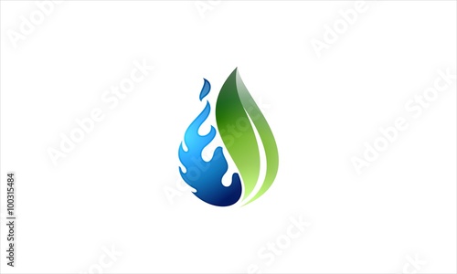 Water & Leaf Vector Logo