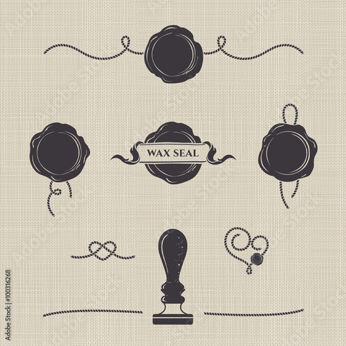 Stylized wax seals on seamless canvas.