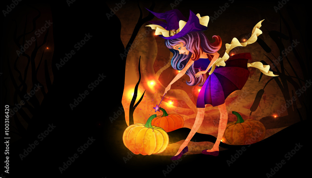 Cute little witch Stock Vector | Adobe Stock