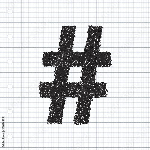Simple doodle of a hash tag
