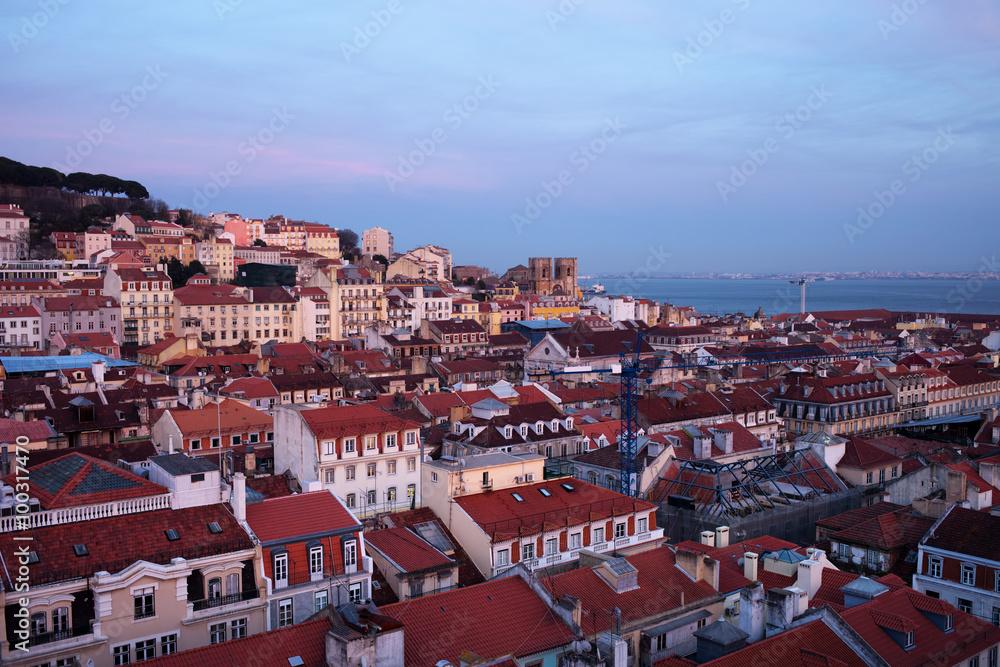 Lisbon Cityscape in Portugal at Twilight