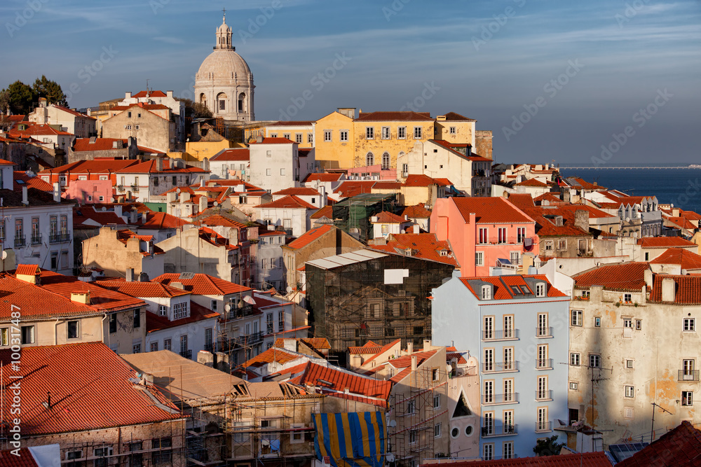 Lisbon Cityscape in Portugal at Sunset