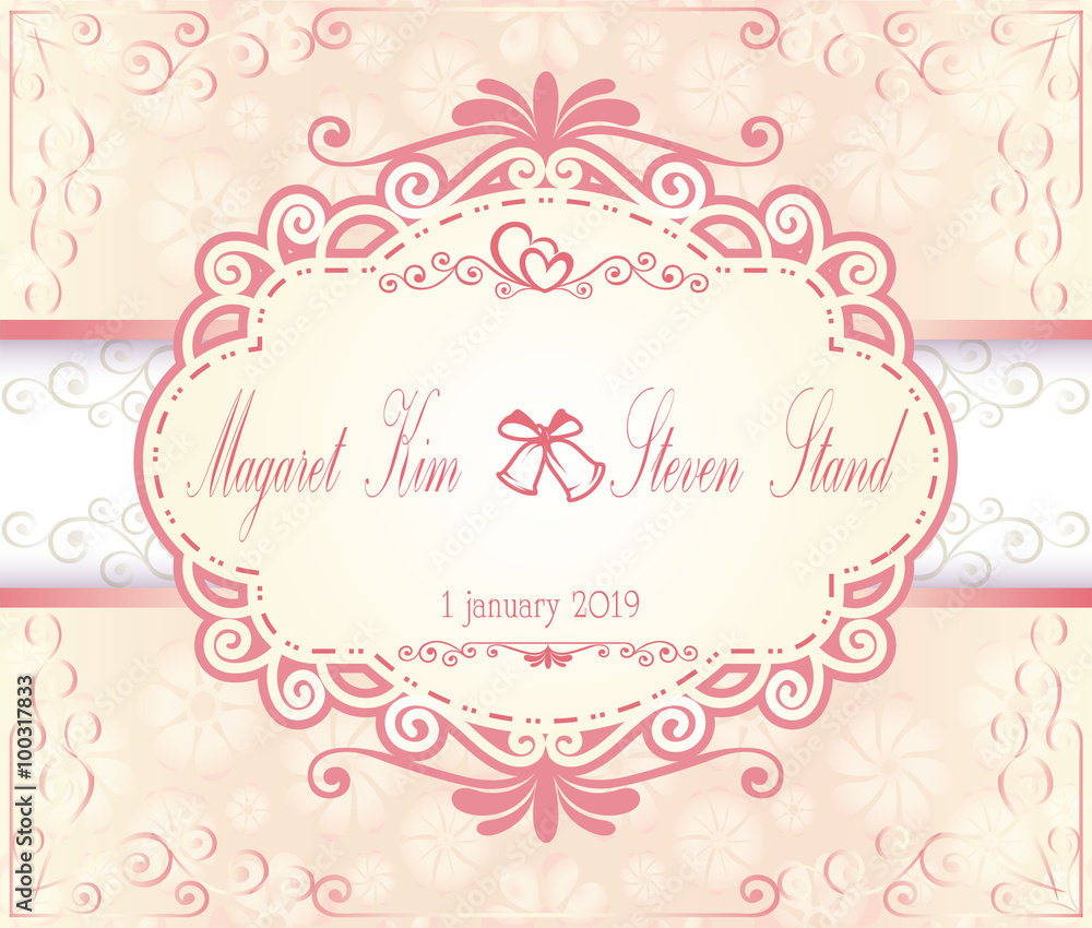 Vintage wedding frame background, vector