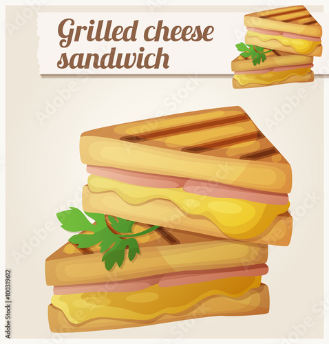 Grilled cheese sandwich. Detailed vector icon