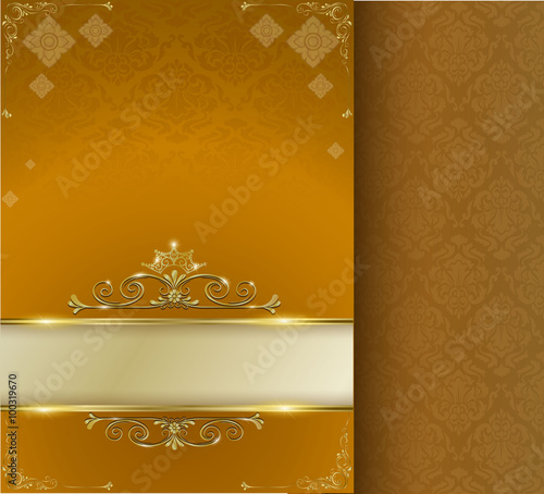 gold line thai silk pattern line vector design for text background
