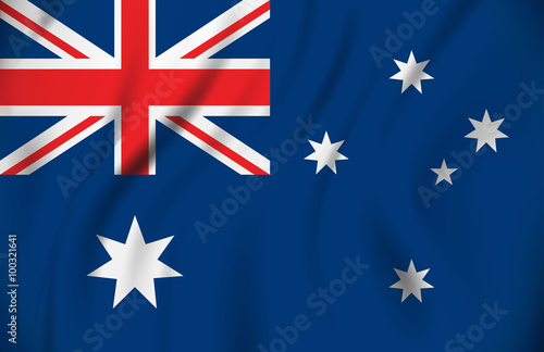 Australia flag, three dimensional render, satin texture