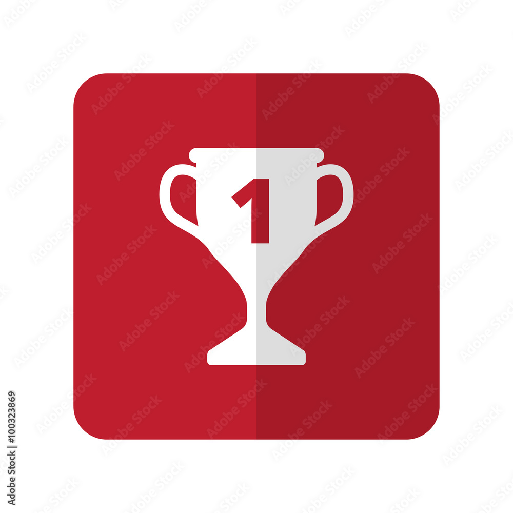 White Trophy flat icon on red rounded square on white White Trophy flat icon on red rounded square on white