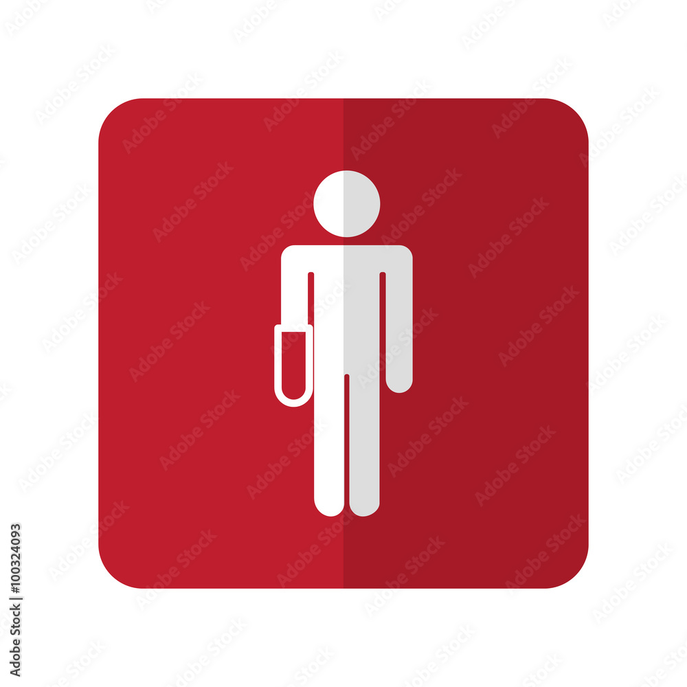 White Hand flat icon on red rounded square on white White Hand flat icon on red rounded square on white
