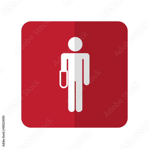 White Hand flat icon on red rounded square on white