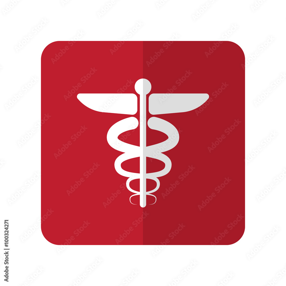 White Medical Symbol flat icon on red rounded square on white White Medical Symbol flat icon on red rounded square on white