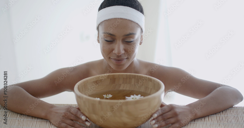 Woman taking spa treatments and relaxation therapy. Slow Motion Shot.