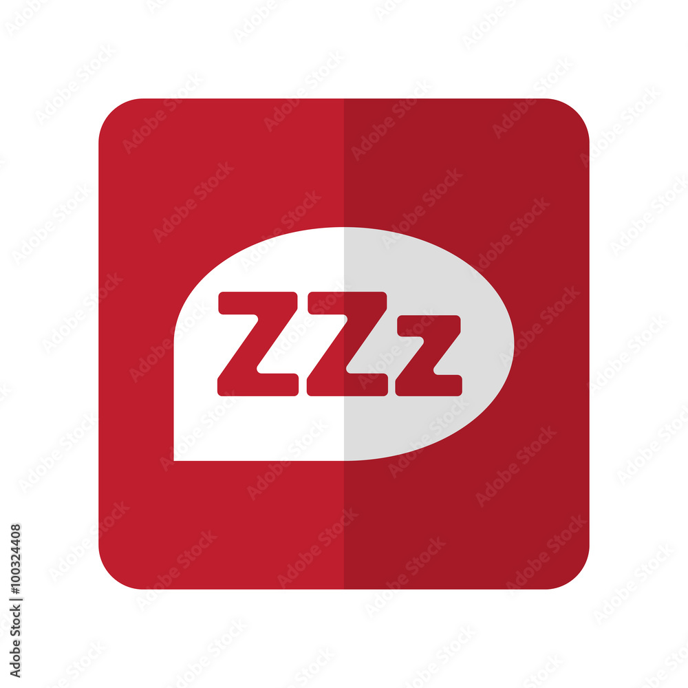 White Sleep flat icon on red rounded square on white White Sleep flat icon on red rounded square on white