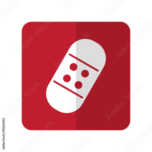 White Adhesive Bandage flat icon on red rounded square on white