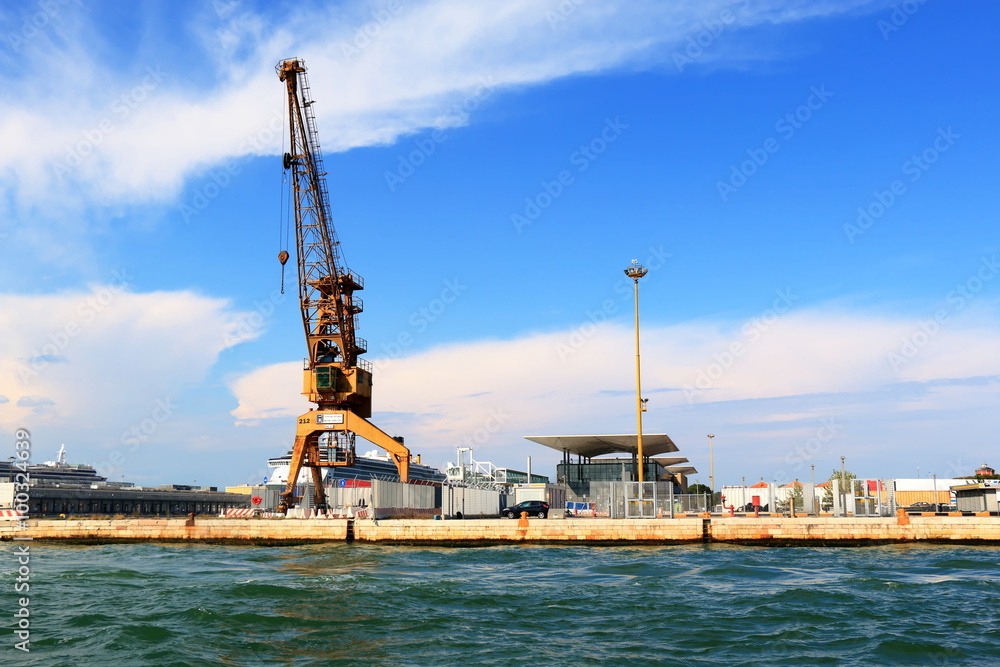 Venice, Italy. Crane for cargo vessels at the port