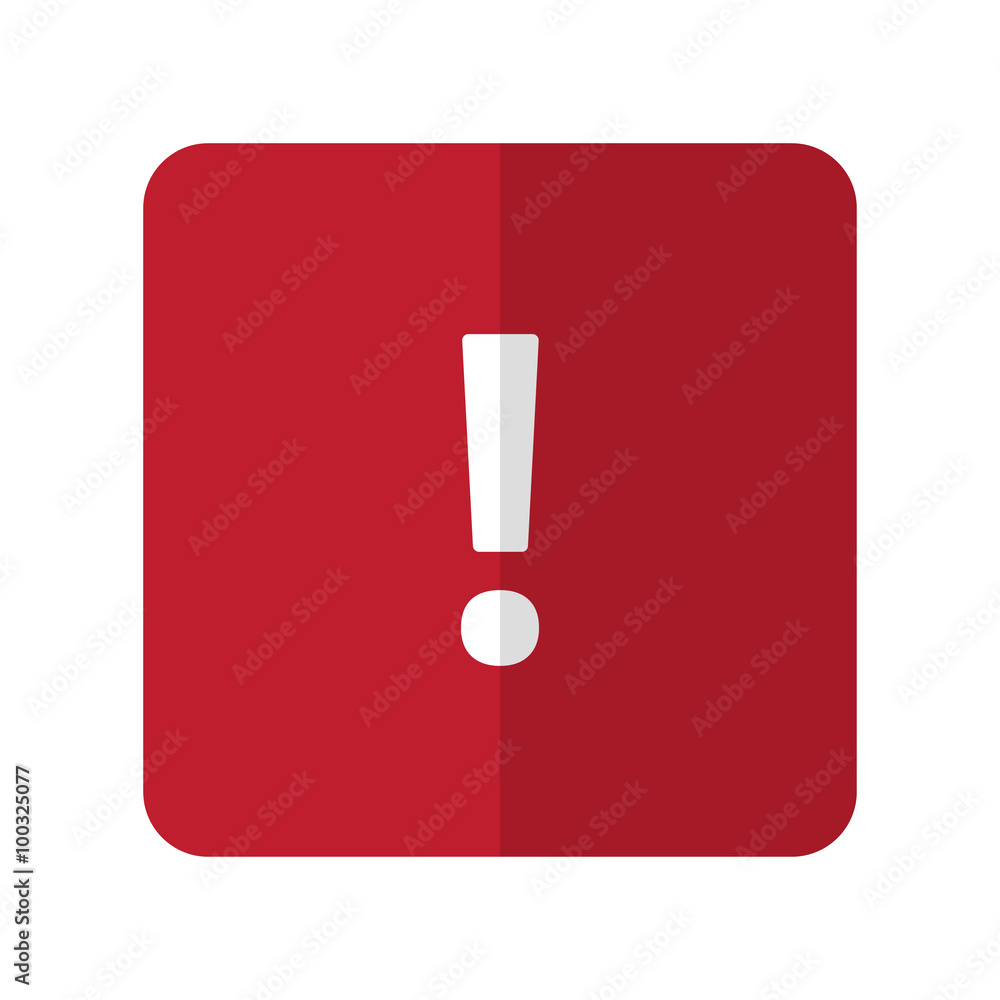White Exclamation Mark flat icon on red rounded square on white White Exclamation Mark flat icon on red rounded square on white