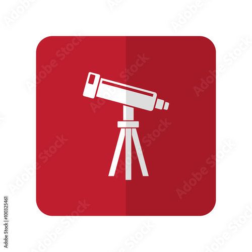 White Telescope flat icon on red rounded square on white