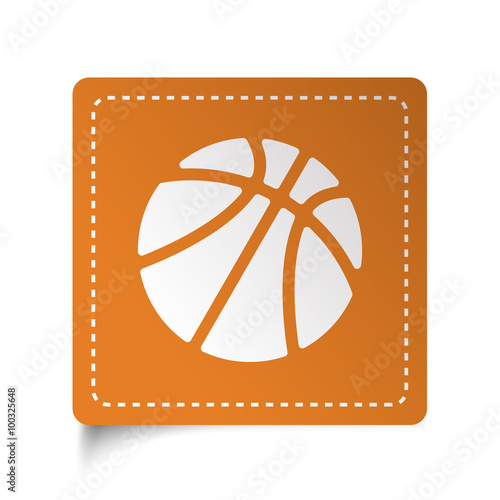 White flat Basketball icon on orange sticker