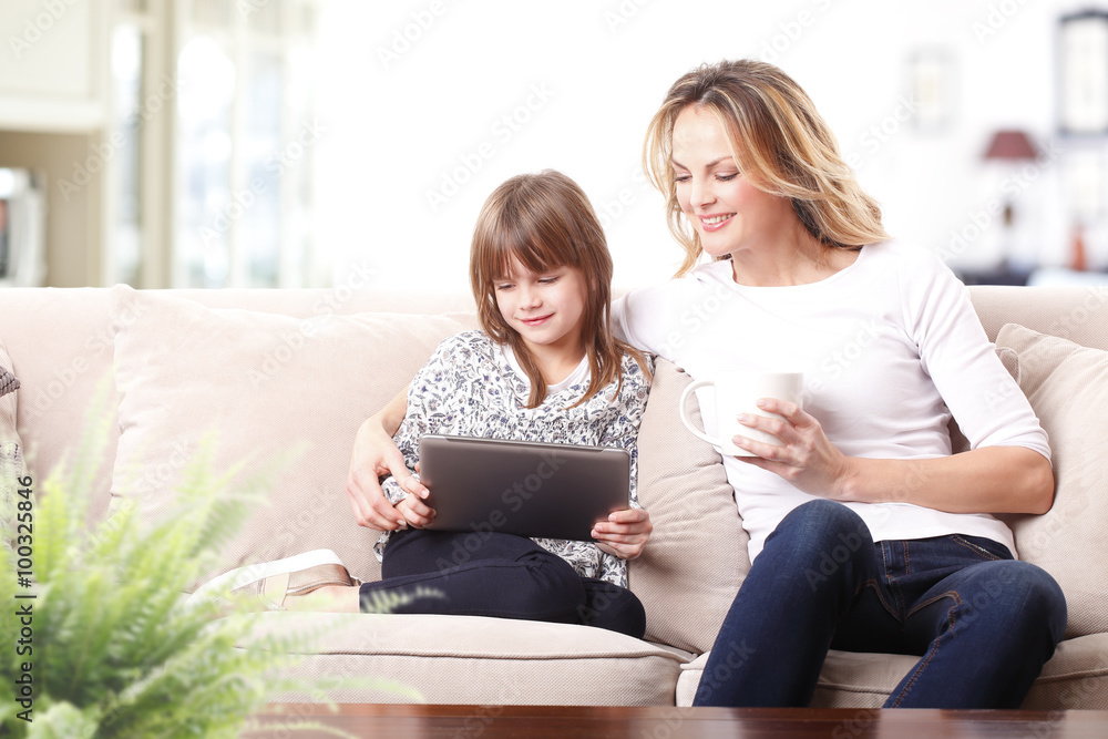 Happy mother and daughter