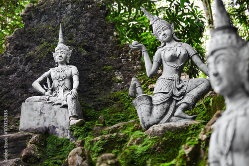 Thailand. Closeup Of Magic Secret Buddha Garden Stone Statues In Koh Samui. Figures Of Human And Deities Dancing And Playing. Place For Relaxation And Meditation. Buddhism. Travel To Asia, Tourism.  © puhhha