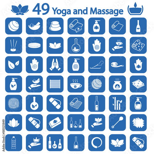 yoga and massage icon set