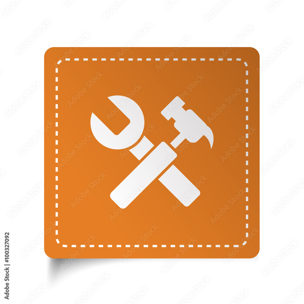 White flat Service icon on orange sticker White flat Service icon on orange sticker