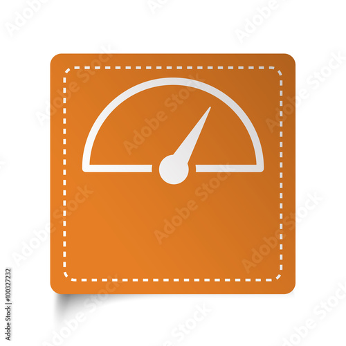 White flat Speed Meter icon on orange sticker