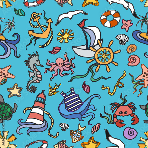 Doodle pattern sea