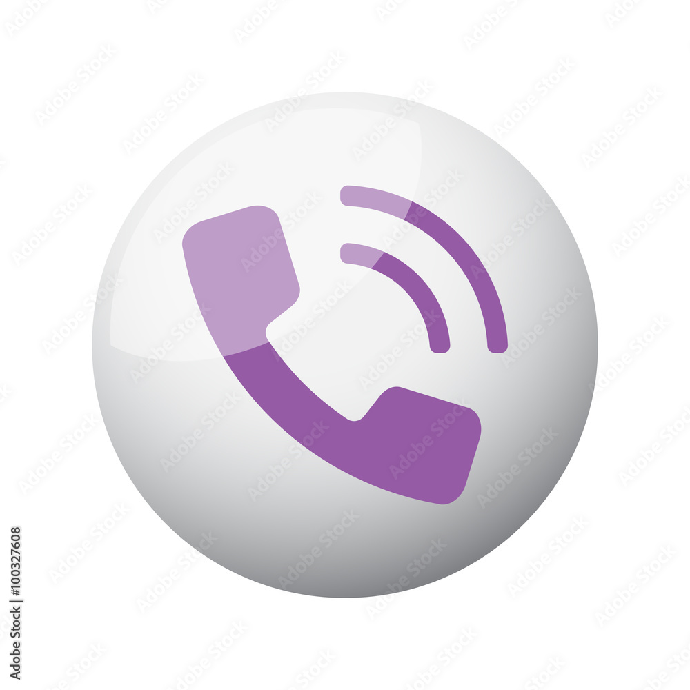 Flat purple Phone icon on 3d sphere Flat purple Phone icon on 3d sphere