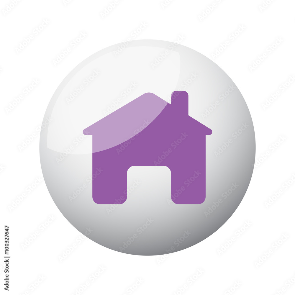Flat purple Home icon on 3d sphere Flat purple Home icon on 3d sphere