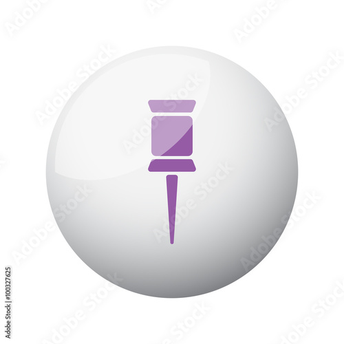 Flat purple Pushpin icon on 3d sphere