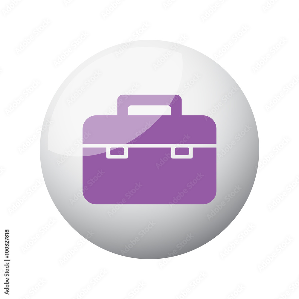 Flat purple Briefcase icon on 3d sphere