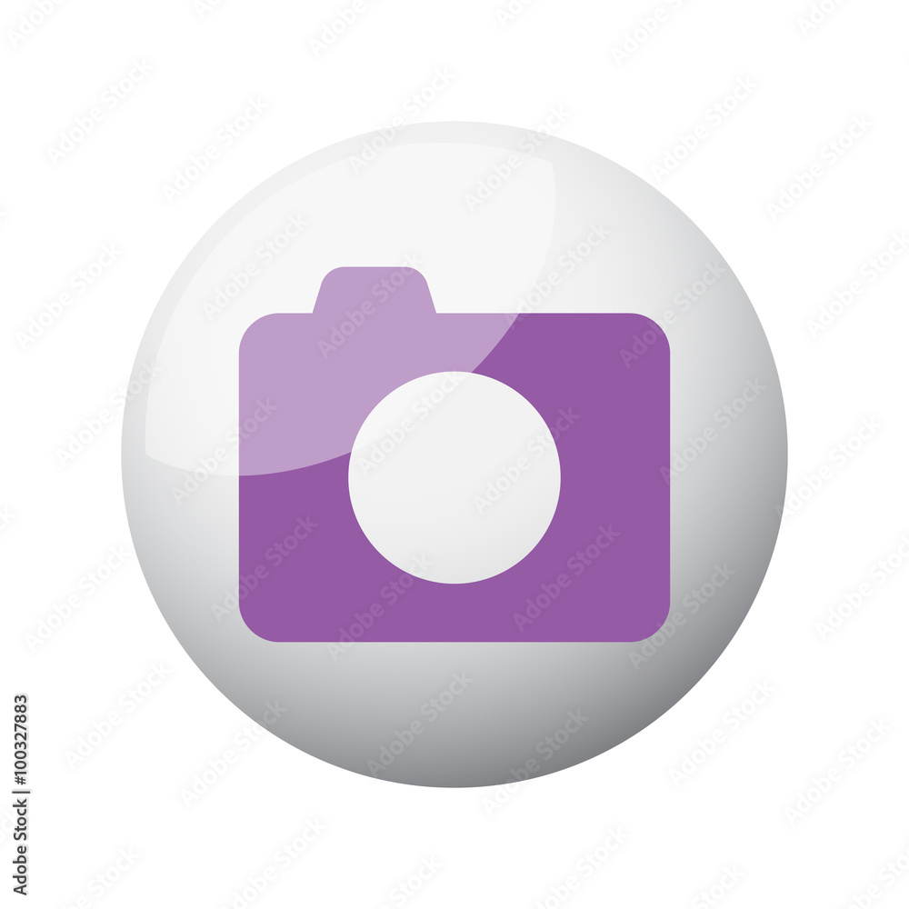 Flat purple Camera icon on 3d sphere Flat purple Camera icon on 3d sphere