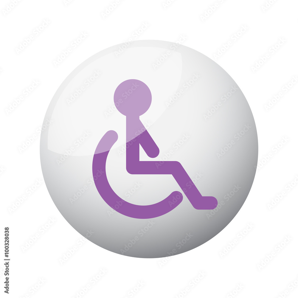 Flat purple Wheel Chair icon on 3d sphere Flat purple Wheel Chair icon on 3d sphere