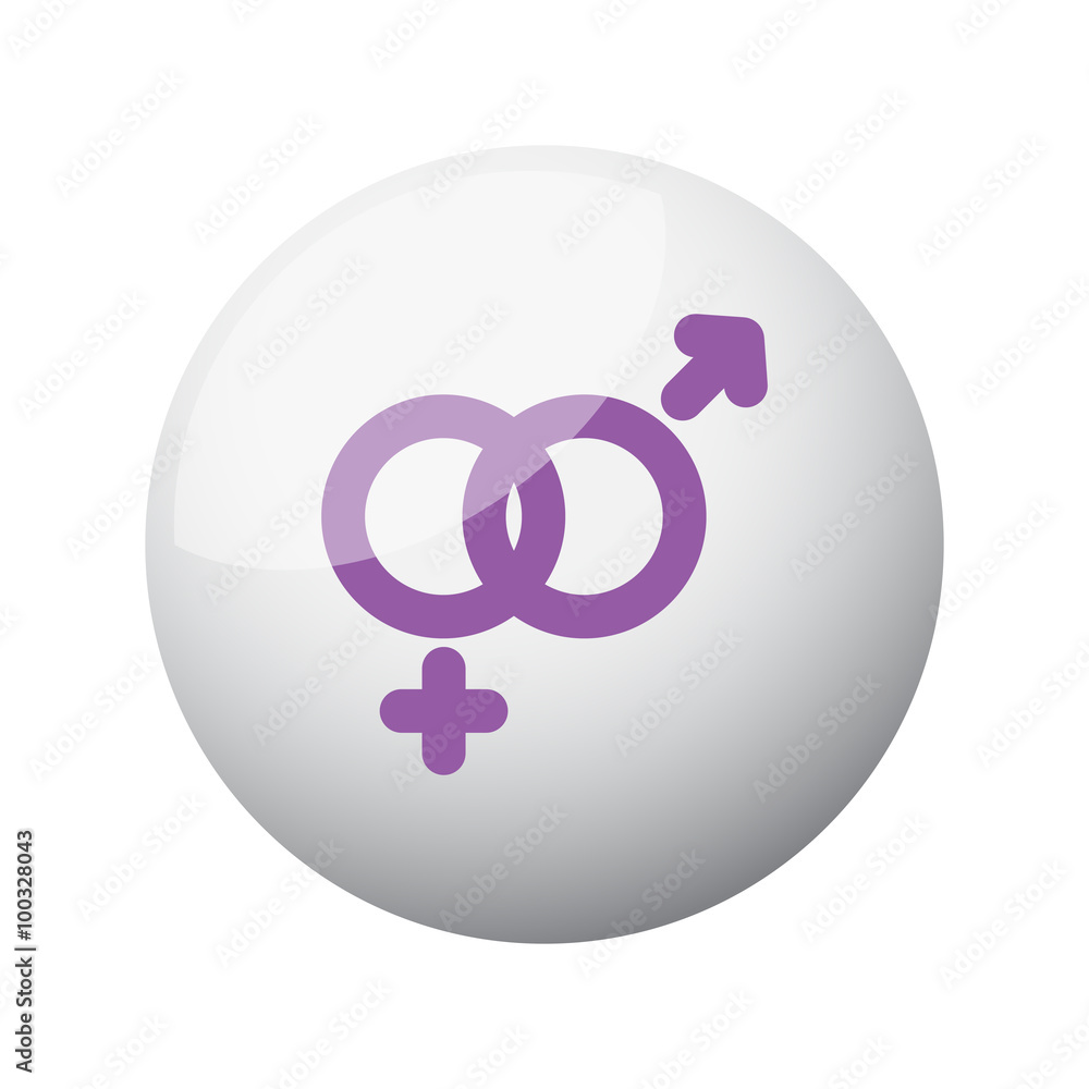 Flat purple Gender icon on 3d sphere Flat purple Gender icon on 3d sphere