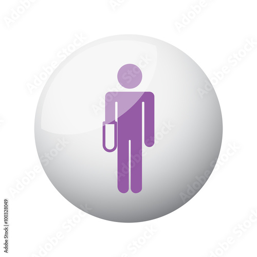 Flat purple Hand icon on 3d sphere