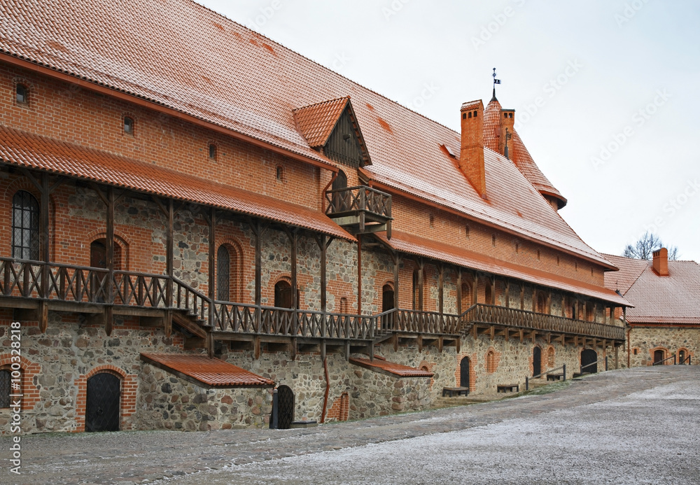 Inner yard of Castle in Trakai. Lithuania