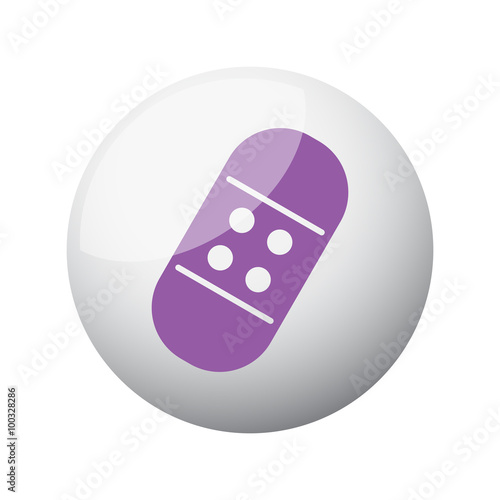 Flat purple Adhesive Bandage icon on 3d sphere
