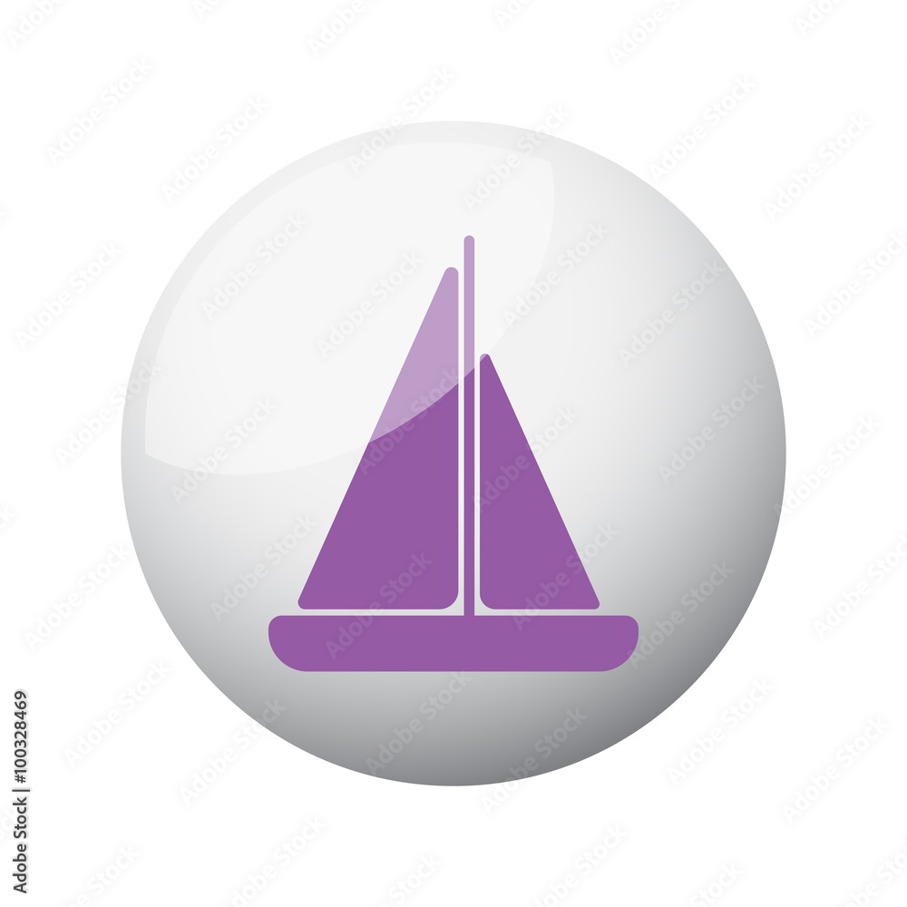 Fototapeta premium Flat purple Sailboat icon on 3d sphere