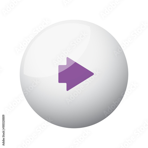 Flat purple Arrow Right icon on 3d sphere
