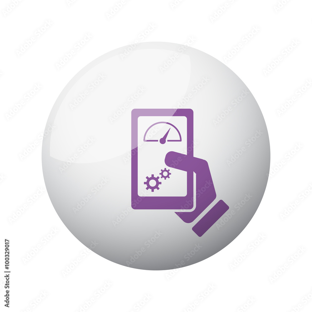 Flat purple Smartphone Test icon on 3d sphere Flat purple Smartphone Test icon on 3d sphere