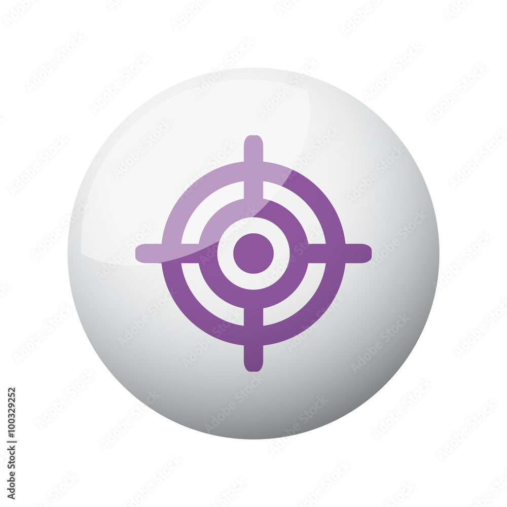 Flat purple Target icon on 3d sphere Flat purple Target icon on 3d sphere